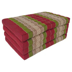 Rød-grøn kapokmadras 190x80 cm - Foldbar thaimodel