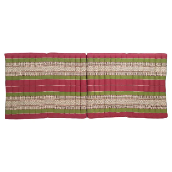 Rød-grøn foldbar kapokmadras 190x80 cm i sammenfoldet tilstand