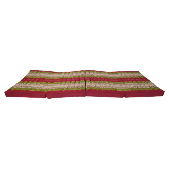 Rød-grøn foldbar kapokmadras 190x80 cm i sammenfoldet tilstand
