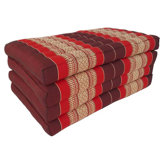 Rød thailandsk foldemadras 190x80 cm med naturlig kapok
