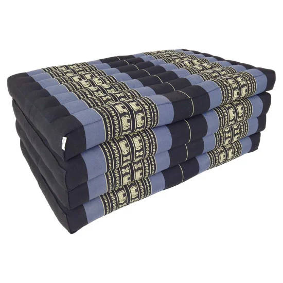 Sort-blå foldbar gulvmadras 190x80 cm med elefantmønster