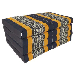 Sort-orange foldbar gulvmadras 190x80 cm med elefanter