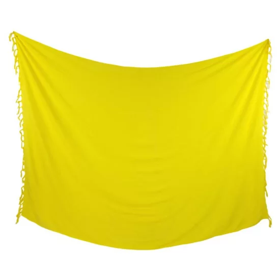 Knaldgul sarong til sol, bad i målene 180x115 cm, som er en cool strandbeklædning, der er hurtigtørrende