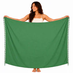 Sarong - Ensfarvet mørkegrøn farve