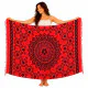 Rød mandala‑sarong med frynser – alsidig strandtørklæde