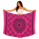 Rosa mandala‑sarong med frynser – boheme strandtæppe & tørklæde