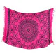 Rosa mandala‑sarong med frynser – boheme strandtæppe & tørklæde