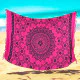 Rosa mandala‑sarong med frynser – boheme strandtæppe & tørklæde