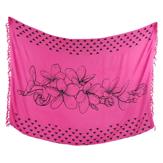 Lyserød sarong med hibiscusblomster