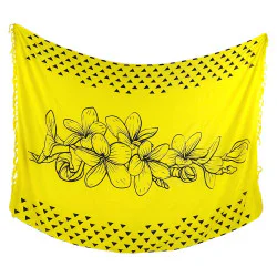 Gul sarong med hibiscusblomster
