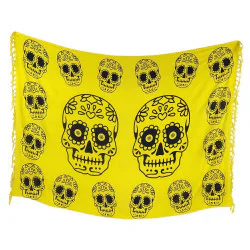 Gul Calavera-sarong med sorte motiver