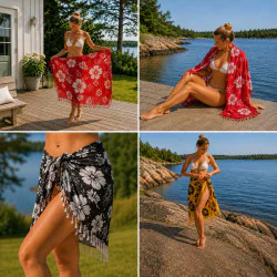 Ensfarvet sarong i ferskenfarve