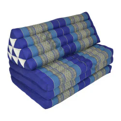 Blåhvid afslapningspude – ekstra bred thailandsk pude med 3 dele