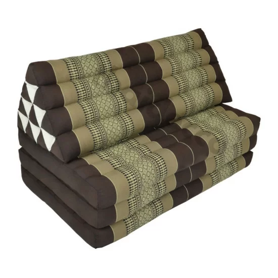 Large Thai Jumbo XXL-pude med tre skillevægge i brun og beige