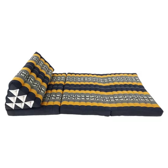 Stor thailandsk Jumbo XXL-pude med tre sovesektioner i sort og orange farve og elefantmønster
