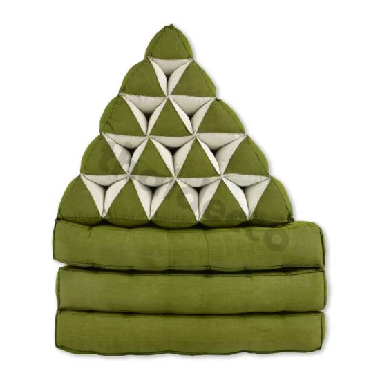 Tredelt trekantspude XL i farverne grøn og hvid