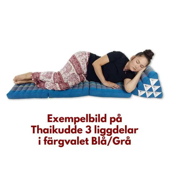 Thai-pude i ensfarvet gråblå med tre udfoldelige puder
