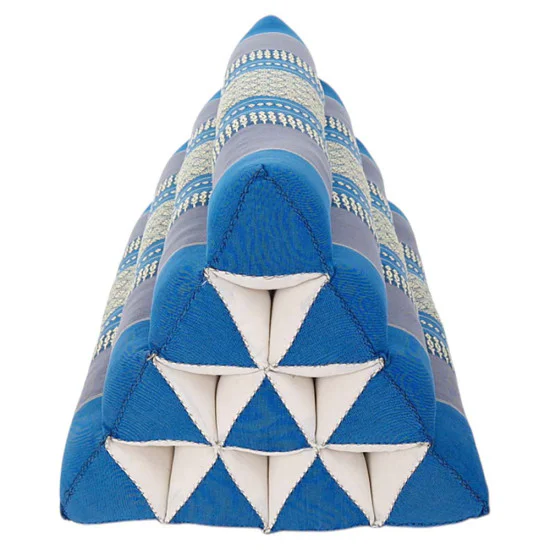 Thai pyramidepude uden fod i blå og grå