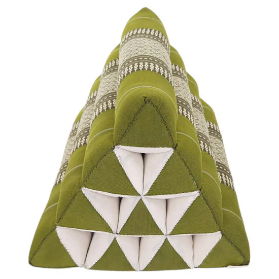 Thai pyramidepude uden fod i farverne grøn og hvid