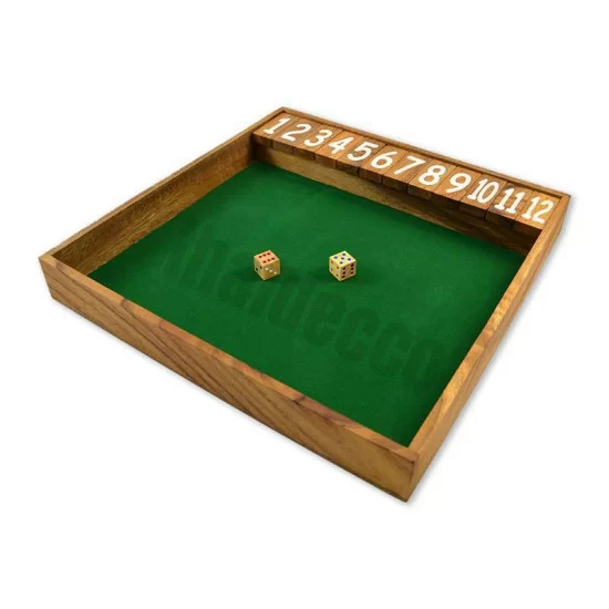 Shut The Box Jumbo terningspil med grøn spilleflade
